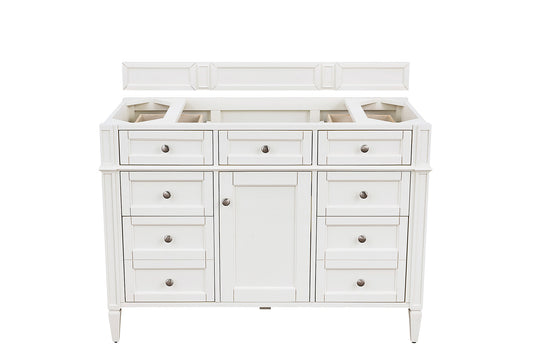 James Martin Brittany 48" Single Vanity in Bright White (Cabinet Only) - Luxe Bathroom Vanities