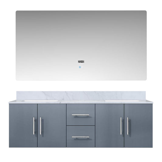 Lexora Collection Geneva 60 inch Double Bath Vanity, Top, and 60 inch LED Mirror - Luxe Bathroom Vanities