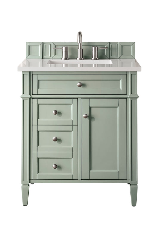 James Martin Brittany 30" Single Vanity, Sage Green - Luxe Bathroom Vanities
