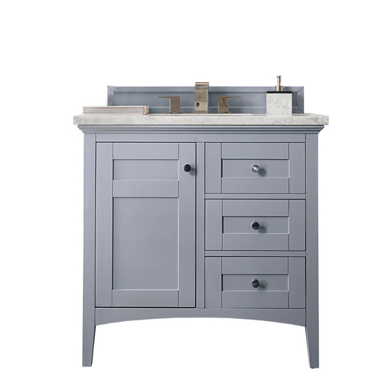James Martin Palisades 36" Single Vanity, Silver Gray with 3 CM Top - Luxe Bathroom Vanities