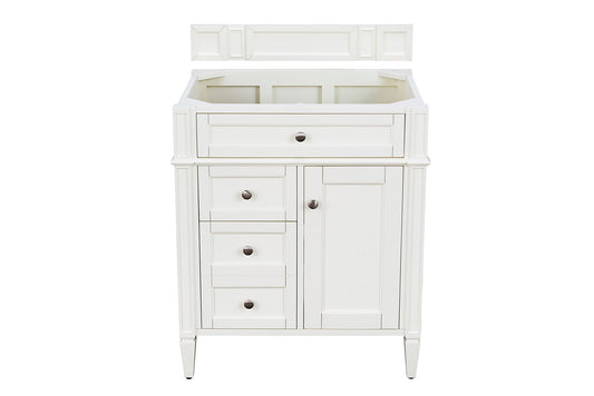 James Martin Brittany 30" Single Vanity in Bright White (Cabinet Only) - Luxe Bathroom Vanities