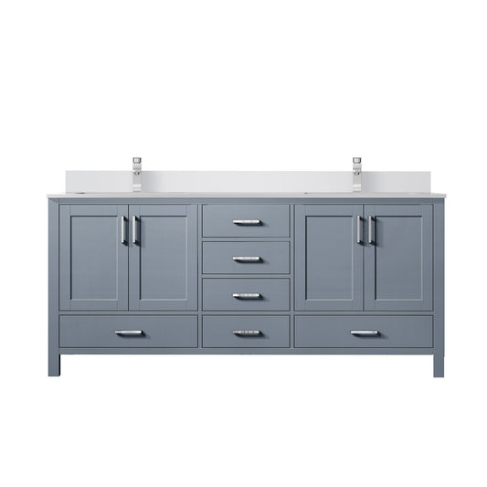 Lexora Collection Jacques 60 inch Double Bath Vanity, White Quartz Top, and Faucet Set - Luxe Bathroom Vanities
