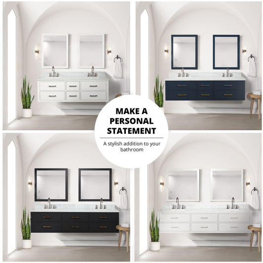 Lexora Collection Castor 80 inch Double Bath Vanity and Carrara Marble Top - Luxe Bathroom Vanities