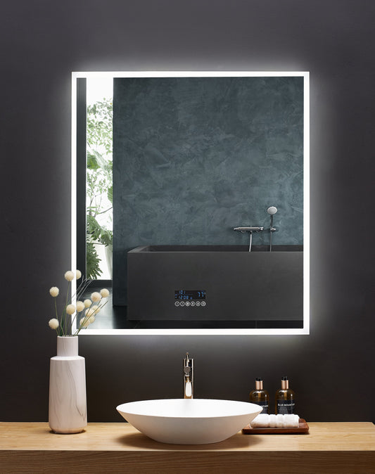 IMMERSION 36 in. x 40 in. LED Frameless Mirror with Bluetooth, Defogger  and Digital Display - Luxe Bathroom Vanities