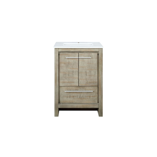 Lexora Collection Lafarre 24 inch Rustic Acacia Bath Vanity and White Quartz Top - Luxe Bathroom Vanities