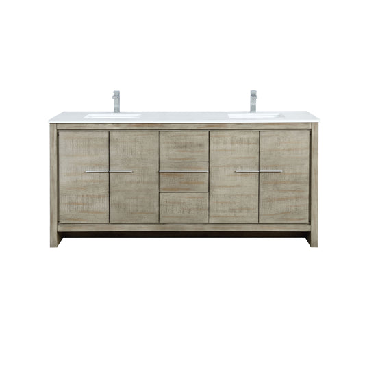 Lexora Collection Lafarre 72 inch Rustic Acacia Double Bath Vanity, Cultured Marble Top and Faucet Set - Luxe Bathroom Vanities