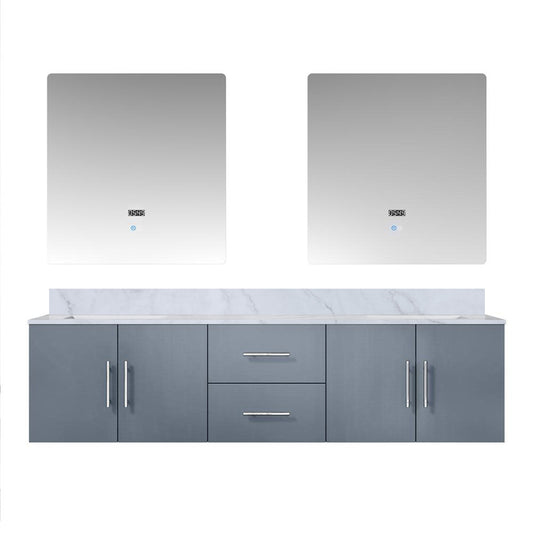 Lexora Collection Geneva 80 inch Double Bath Vanity, Top, and 30 inch LED Mirrors - Luxe Bathroom Vanities