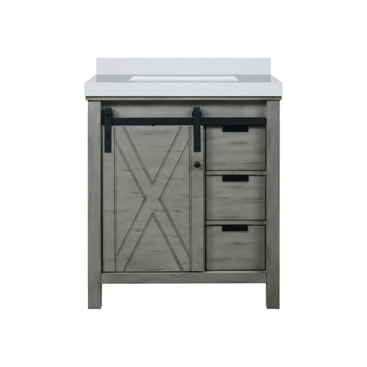 Lexora Collection Marsyas 30 inch Bath Vanity and Cultured Marble Countertop - Luxe Bathroom Vanities