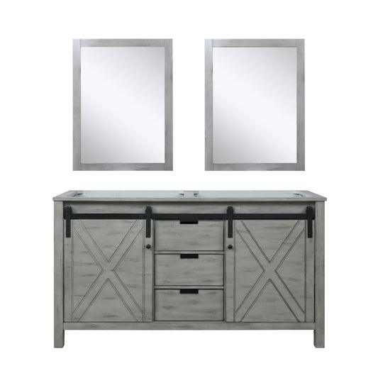 Lexora Collection Marsyas 60 inch Double Bath Vanity and 24 inch Mirrors - Luxe Bathroom Vanities