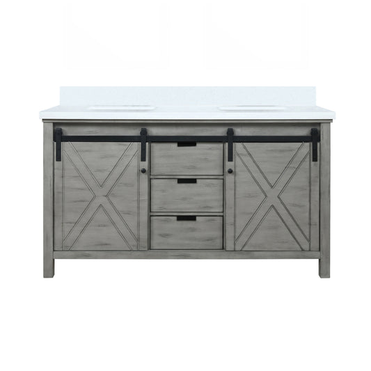 Lexora Collection Marsyas 60 inch Double Bath Vanity and Cultured Marble Countertop - Luxe Bathroom Vanities