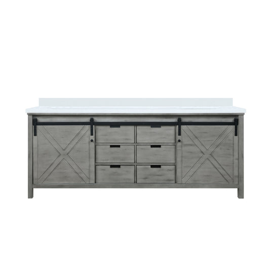 Lexora Collection Marsyas 84 inch Double Bath Vanity and Cultured Marble Countertop - Luxe Bathroom Vanities