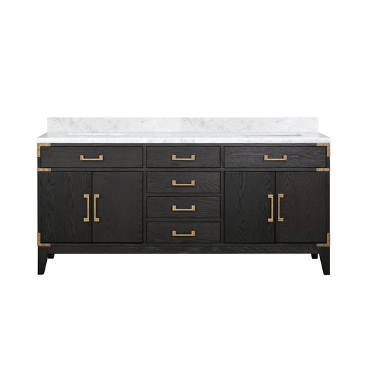 Lexora Collection Laurel 72 inch Double Bath Vanity and Carrara Marble Top - Luxe Bathroom Vanities
