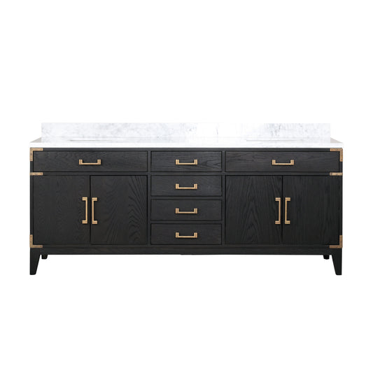 Lexora Collection Laurel 80 inch Double Bath Vanity and Carrara Marble Top - Luxe Bathroom Vanities