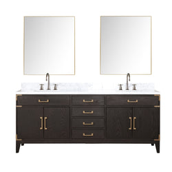 Lexora Collection Laurel 80 inch Double Bath Vanity and Carrara Marble Top - Luxe Bathroom Vanities
