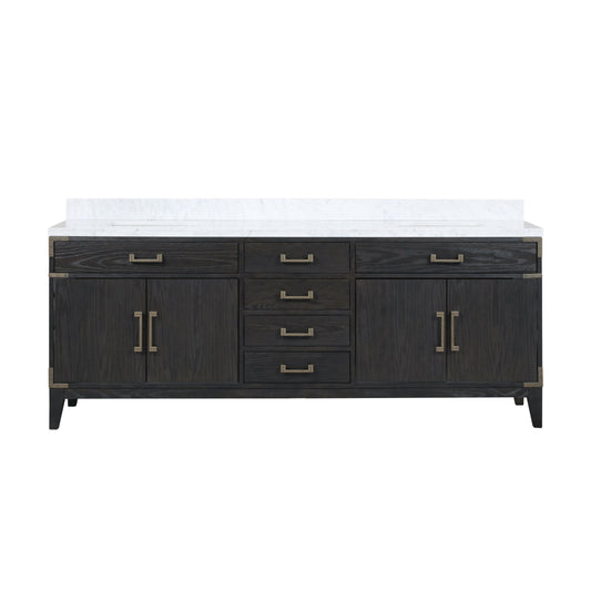 Lexora Collection Laurel 84 inch Double Bath Vanity and Carrara Marble Top - Luxe Bathroom Vanities