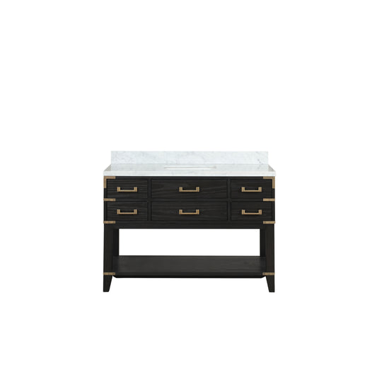 Lexora Collection Norwalk 48 inch Single Bath Vanity and Carrara Marble Top - Luxe Bathroom Vanities