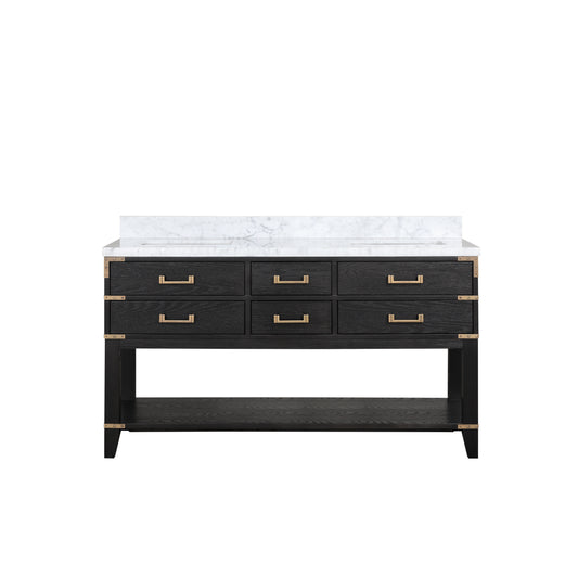 Lexora Collection Norwalk 60 inch Double Bath Vanity and Carrara Marble Top - Luxe Bathroom Vanities