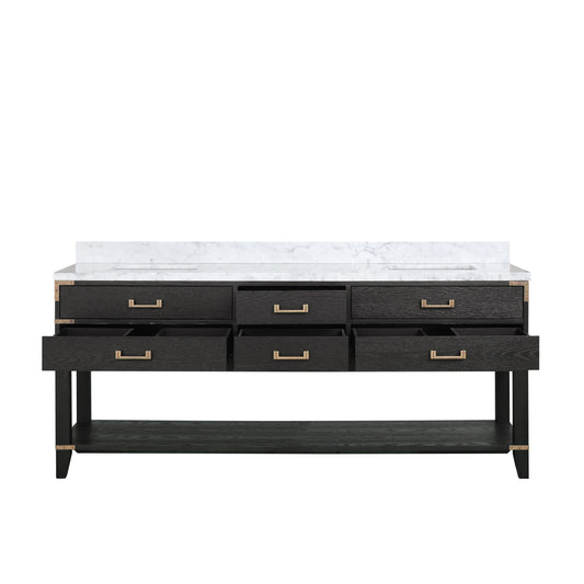 Lexora Collection Norwalk 80 inch Double Bath Vanity and Carrara Marble Top - Luxe Bathroom Vanities