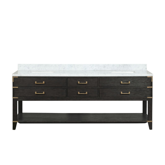 Lexora Collection Norwalk 84 inch Double Bath Vanity and Carrara Marble Top - Luxe Bathroom Vanities