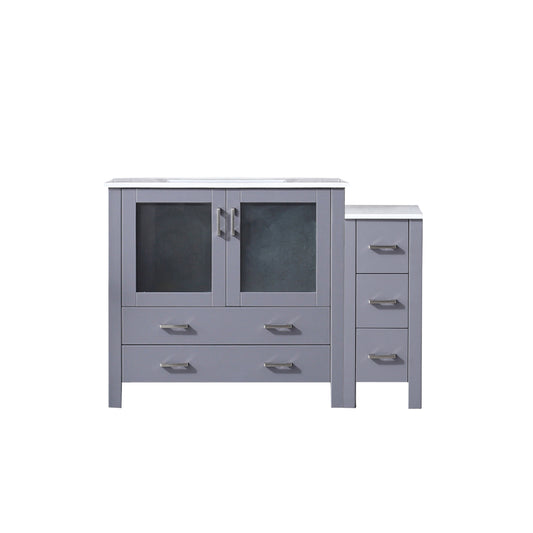 Lexora Collection Volez 48 inch Single Bath Vanity with Side Cabinet, and White Ceramic Top - Luxe Bathroom Vanities