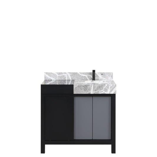Lexora Collection Zilara 36 inch Black and Grey Bath Vanity, Castle Grey Marble Top and Faucet Set - Luxe Bathroom Vanities