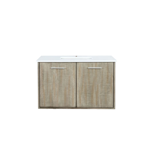 Lexora Collection Fairbanks 36 inch Rustic Acacia Bath Vanity and Cultured Marble Top - Luxe Bathroom Vanities
