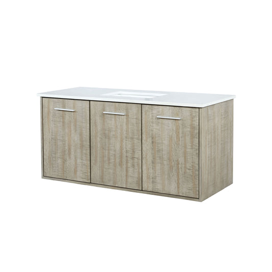 Lexora Collection Fairbanks 48 inch Rustic Acacia Bath Vanity and White Quartz Top - Luxe Bathroom Vanities