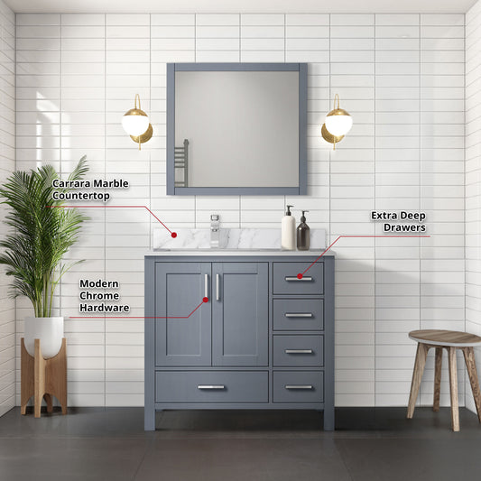 Lexora Collection Jacques 36 inch Bath Vanity and 34 inch Mirrors - Luxe Bathroom Vanities