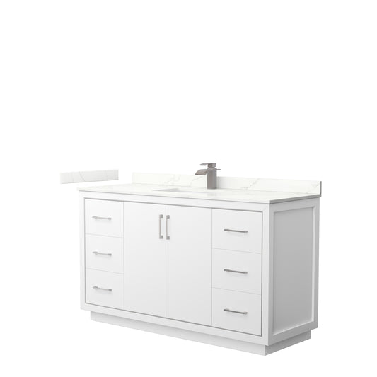 Wyndham Collection Icon 60 Inch Single Bathroom Vanity in White, Quartz Countertop, Undermount Square Sink (1-Hole) - Luxe Bathroom Vanities