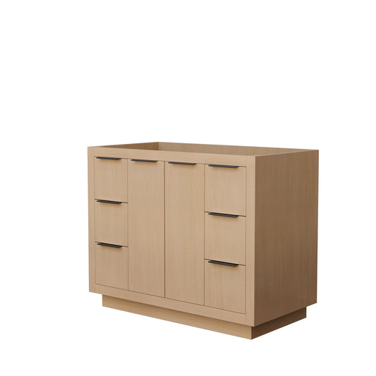 Wyndham Collection Maroni 42 Inch Single Bathroom Vanity in Light Straw, No Countertop, No Sink, Matte Black Trim - Luxe Bathroom Vanities