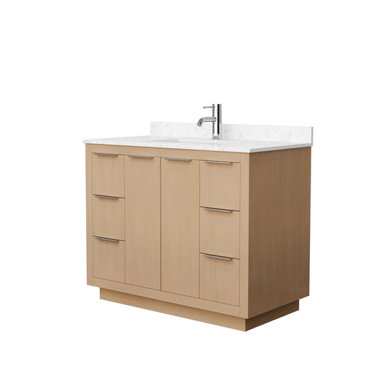 Wyndham Collection Maroni 42 Inch Single Bathroom Vanity in Light Straw, Carrara Cultured Marble Countertop, Undermount Square Sink - Luxe Bathroom Vanities