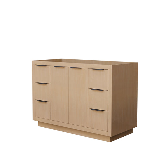 Wyndham Collection Maroni 48 Inch Single Bathroom Vanity in Light Straw, No Countertop, No Sink, Matte Black Trim - Luxe Bathroom Vanities