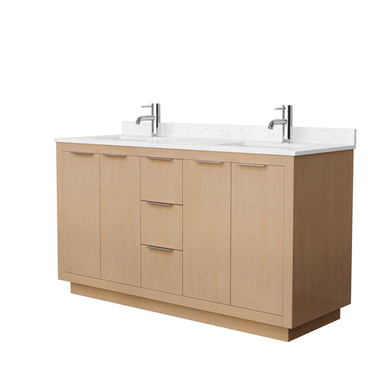 Wyndham Collection Maroni 60 Inch Double Bathroom Vanity in Light Straw Countertop, Undermount Square Sinks - Luxe Bathroom Vanities