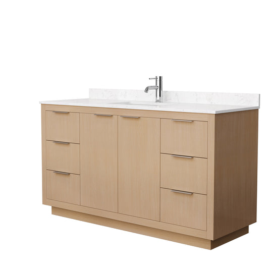 Wyndham Collection Maroni 60 Inch Single Bathroom Vanity in Light Straw, Undermount Square Sink - Luxe Bathroom Vanities