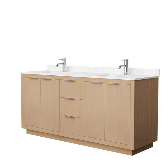 Wyndham Collection Maroni 72 Inch Double Bathroom Vanity in Light Straw, Countertop, Undermount Square Sinks - Luxe Bathroom Vanities