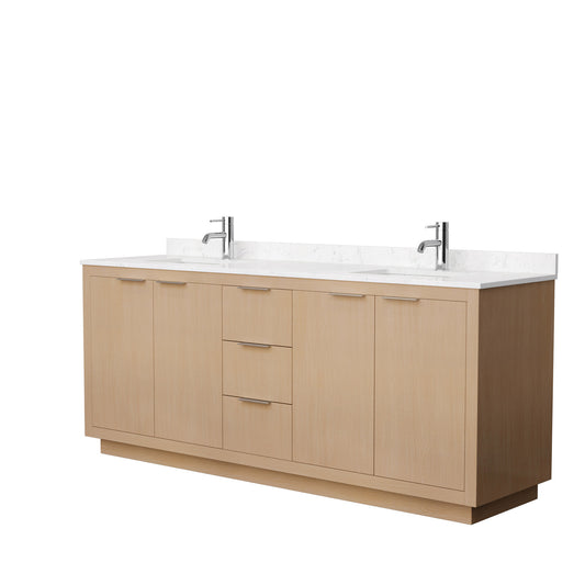 Wyndham Collection Maroni 80 Inch Double Bathroom Vanity in Light Straw, Marble Countertop, Undermount Square Sinks - Luxe Bathroom Vanities