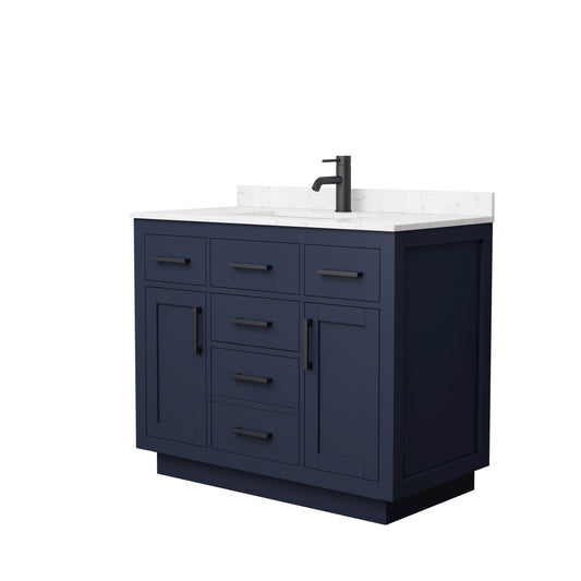 Wyndham Beckett 42 Inch Single Bathroom Vanity with Toe Kick and Top, Undermount Square Sink - Luxe Bathroom Vanities