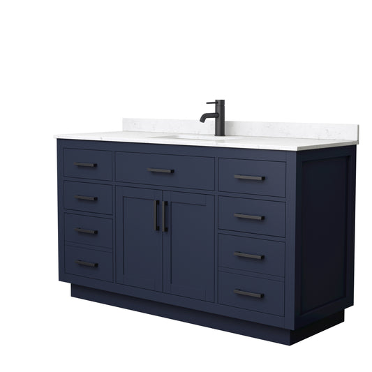 Wyndham Beckett 60 Inch Single Bathroom Vanity with Toe Kick and Top, Undermount Square Sink - Luxe Bathroom Vanities