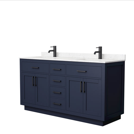 Wyndham Beckett 66 Inch Double Bathroom Vanity with Toe Kick and Top, Undermount Square Sinks - Luxe Bathroom Vanities