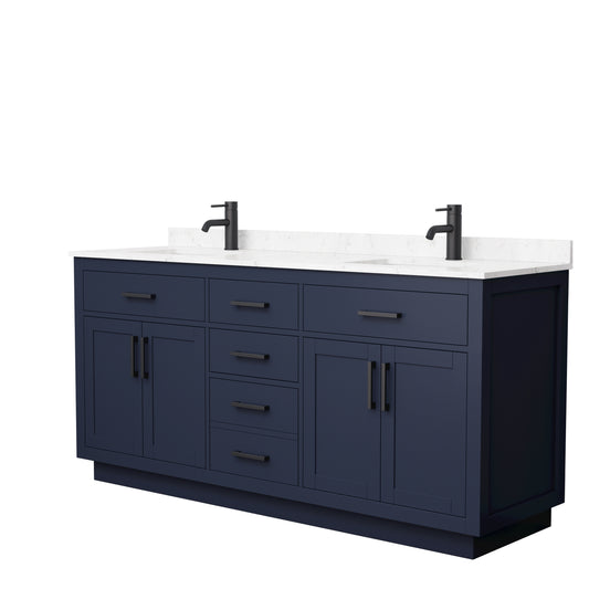 Wyndham Beckett 72 Inch Double Bathroom Vanity with Toe Kick and Top, Undermount Square Sinks - Luxe Bathroom Vanities
