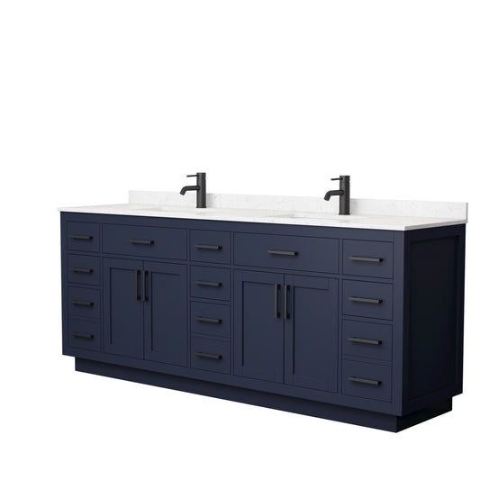 Wyndham Beckett 84 Inch Double Bathroom Vanity with Toe Kick and Top, Undermount Square Sinks - Luxe Bathroom Vanities