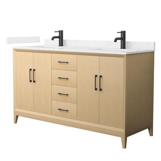 Wyndham Janna 60 Inch Double Bathroom Vanity in White Oak - Luxe Bathroom Vanities