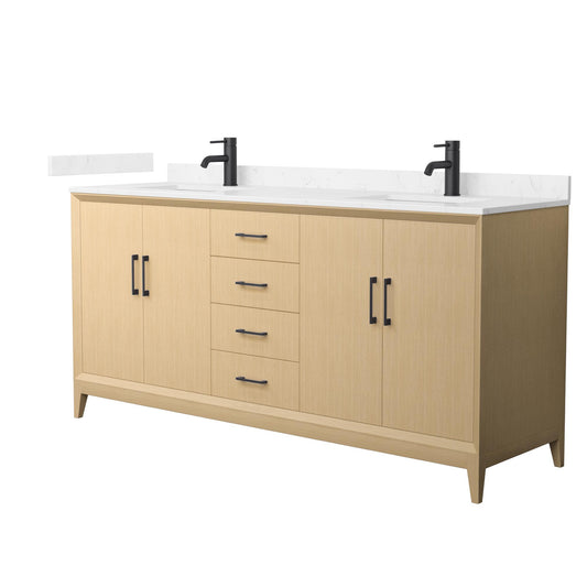 Wyndham Janna 72 Inch Double Bathroom Vanity in White Oak - Luxe Bathroom Vanities
