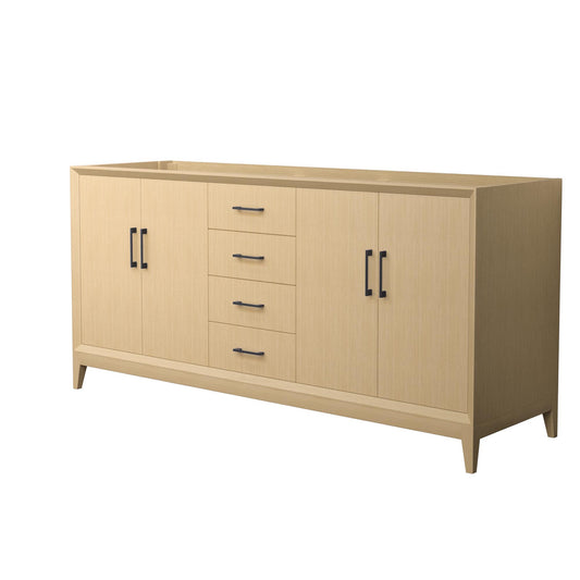Wyndham Janna 72 Inch Double Bathroom Vanity in White Oak No Countertop No Sink - Luxe Bathroom Vanities