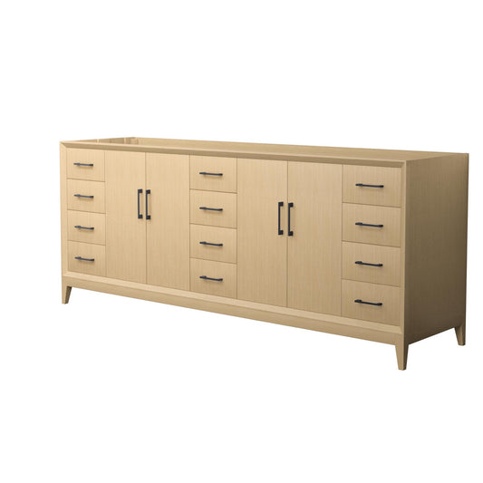 Wyndham Janna 84 Inch Double Bathroom Vanity in White Oak No Countertop No Sink - Luxe Bathroom Vanities