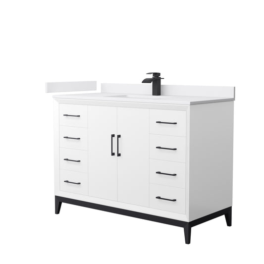 Wyndham Collection Amici 48 Inch Single Bathroom Vanity in White, White Cultured Marble Countertop, Undermount Square Sink - Luxe Bathroom Vanities