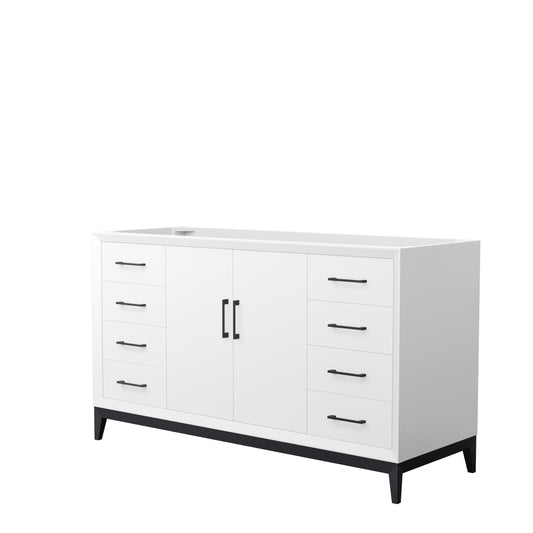 Wyndham Collection Amici 60 Inch Single Bathroom Vanity in White, No Countertop, No Sink - Luxe Bathroom Vanities