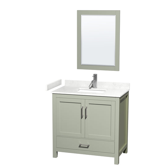 Wyndham Collection Sheffield 36 inch Single Bathroom Vanity in Light Green, Undermount Square Sink, Brushed Nickel Trim - Luxe Bathroom Vanities