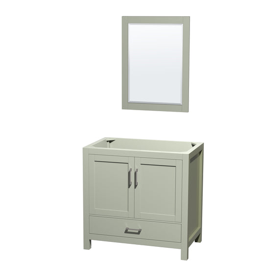 Wyndham Collection Sheffield 36 inch Single Bathroom Vanity in Light Green, No Countertop, No Sink, Brushed Nickel Trim - Luxe Bathroom Vanities