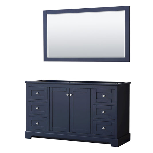 Wyndham Avery 60 Inch Single Bathroom Vanity in Dark Blue, No Countertop, No Sink, Polished Chrome Trim - Luxe Bathroom Vanities
